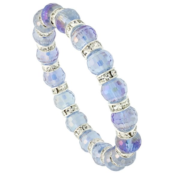 Montana Faceted Crystal Beads, Stretch Bracelet - Picture 1 of 8